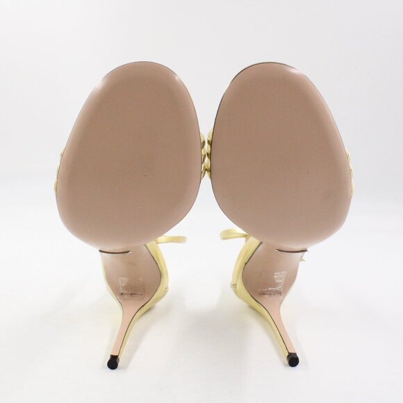 Pre-Owned Authentic Gucci Ilse Metallic Leather Heels in Gold IT Size 37.5 - Picture 6 of 15